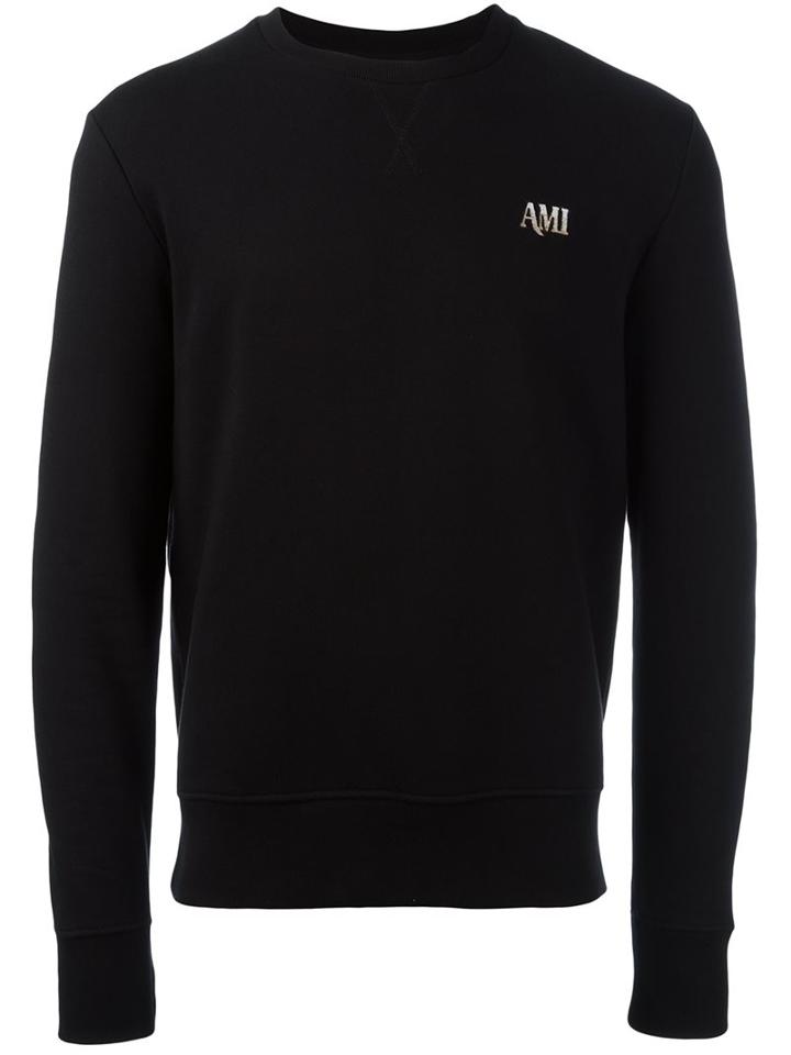 Ami Alexandre Mattiussi Embroidered Logo Sweatshirt, Men's, Size: Xxl, Black, Cotton