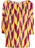 M Missoni Printed Cropped Sleeve Blouse - Red