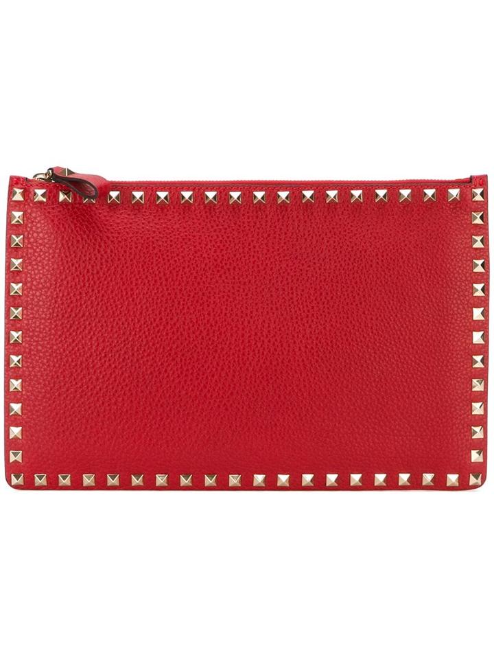 Valentino 'rockstud' Clutch, Women's, Calf Leather/metal