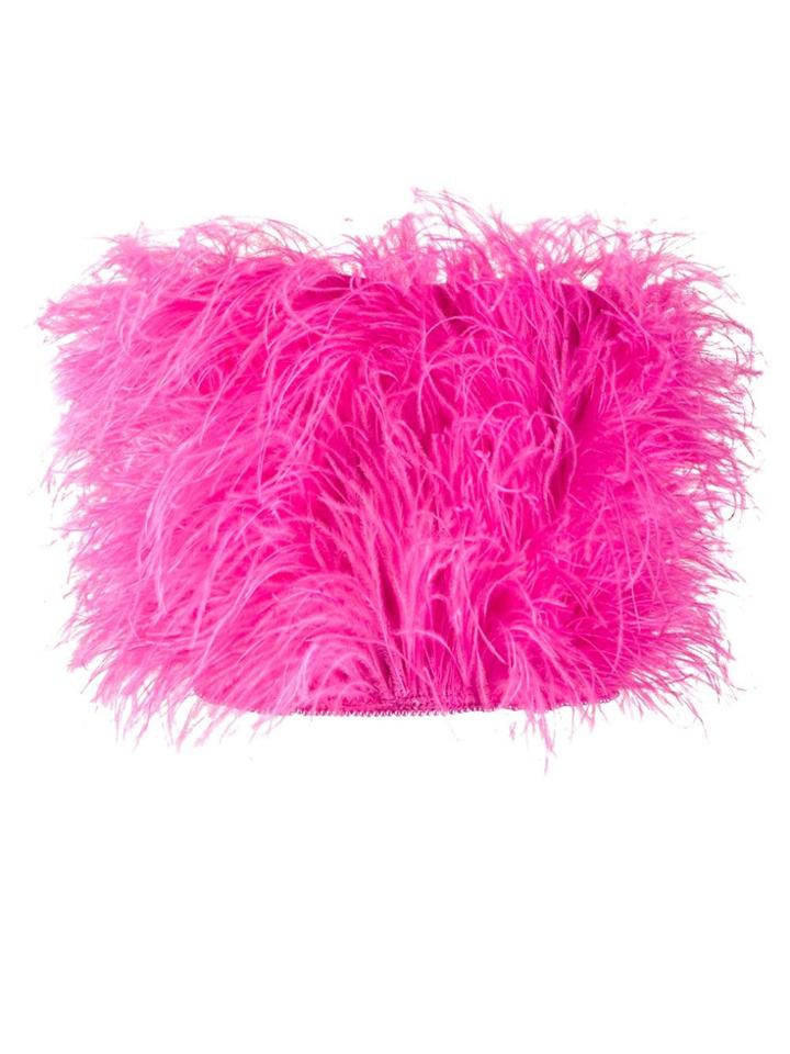 Attico Feather Cropped Top - Pink