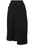 Y's Asymmetric Pleat Skirt - Black