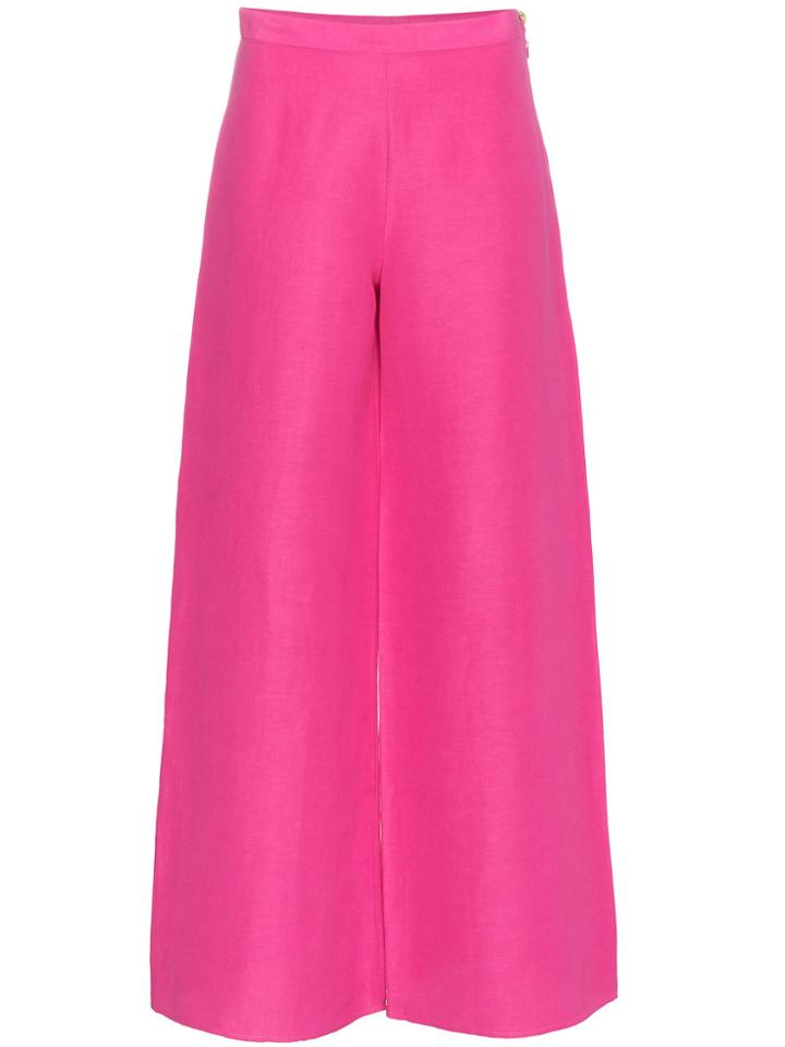 Simon Miller Aliso Flared Silk Linen-blend Trousers - Pink & Purple
