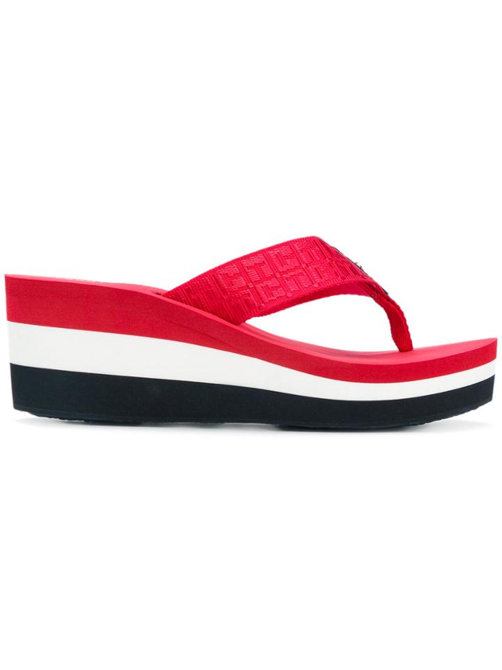 Tommy Hilfiger Striped Wedge Flip Flops - Multicolour