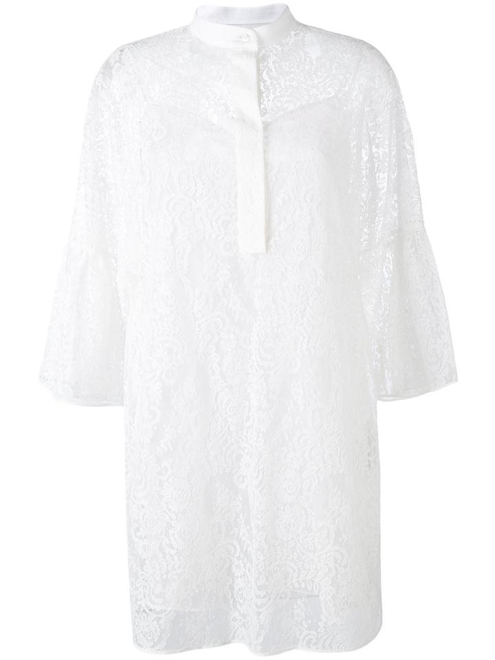 Valentino Lace Front Placket Dress, Women's, Size: 42, White, Cotton