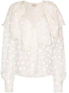 Alexandre Vauthier Ruffle-panel Spotted Blouse - White