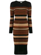 Liu Jo Striped Knit Midi Dress - Black