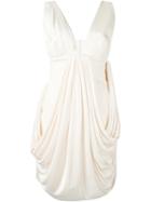 Fausto Puglisi Draped V Neck Dress, Women's, Size: 40, White, Viscose/spandex/elastane