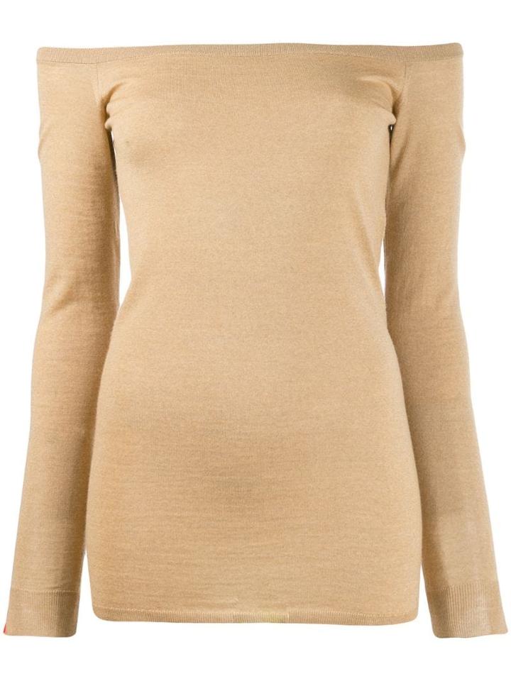 Stella Mccartney Off Shoulder Fitted Top - Neutrals