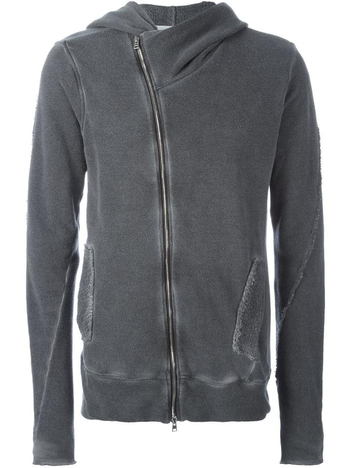 Lost & Found Rooms Off-centre Zipped Hoodie, Men's, Size: Small, Grey, Cotton