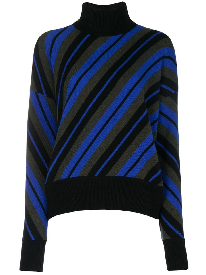 Marni Diagonal Striped Turtleneck Sweater - Blue