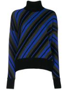 Marni Diagonal Striped Turtleneck Sweater - Blue