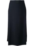 Fendi Pleated Side Midi Skirt, Women's, Size: 42, Black, Mohair/wool