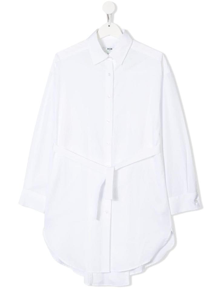 Msgm Kids Teen Draped Tied Shirt - White