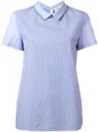Erika Cavallini Classic Collar Striped T-shirt, Women's, Size: 42, Blue, Cotton