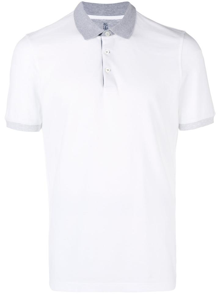 Brunello Cucinelli Contrast Trim Polo Shirt - White