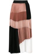 Nude Pleated Colour Block Skirt - Nude & Neutrals