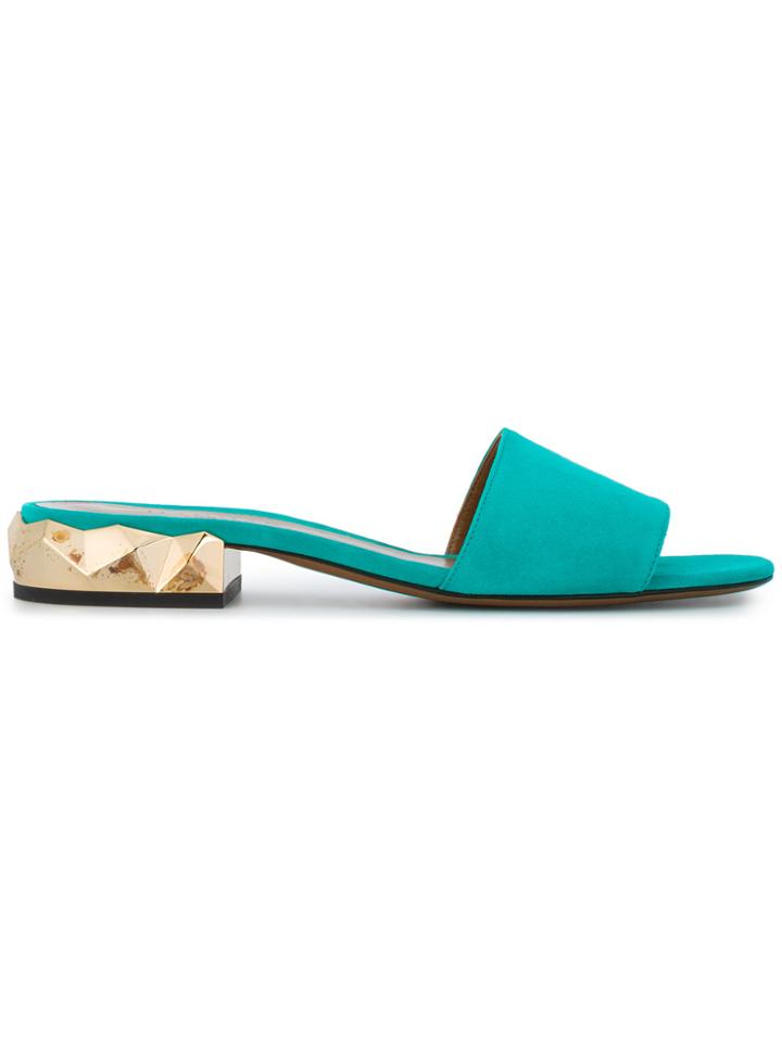 Darmaki Turquoise Suede Dana Slides - Blue