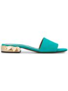 Darmaki Turquoise Suede Dana Slides - Blue