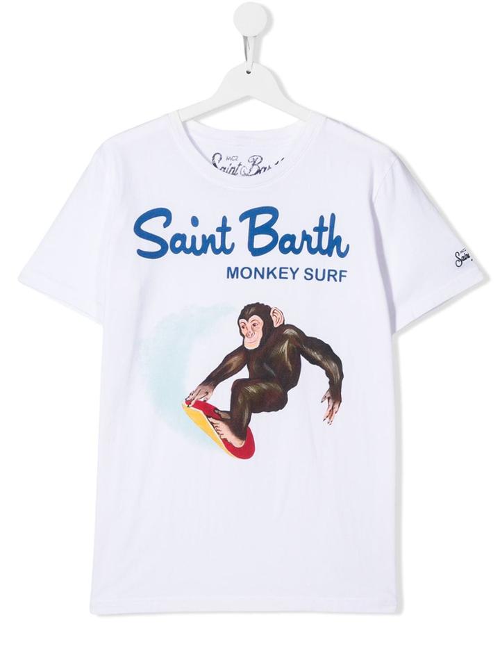 Mc2 Saint Barth Kids Monkey Surf T-shirt - White