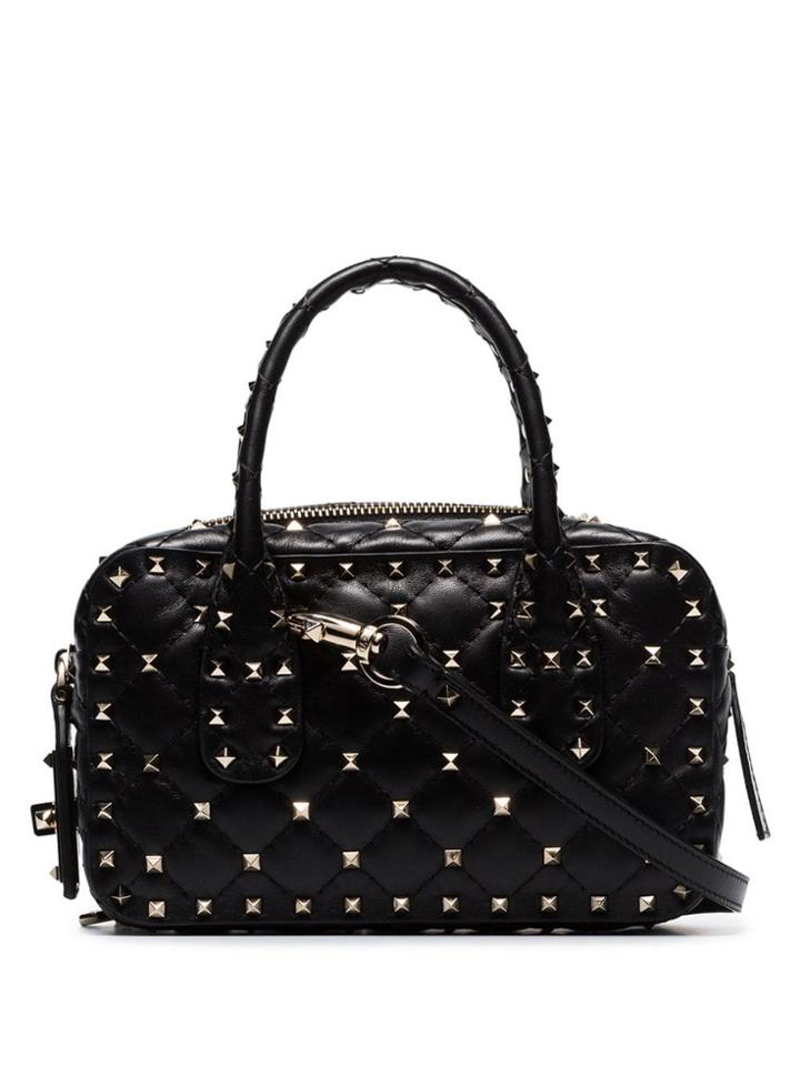 Valentino Garavani Black Small Spike Leather Bag