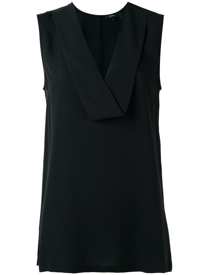 Theory V-neck Tank Top, Women's, Size: Large, Black, Silk