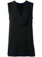 Theory V-neck Tank Top, Women's, Size: Large, Black, Silk