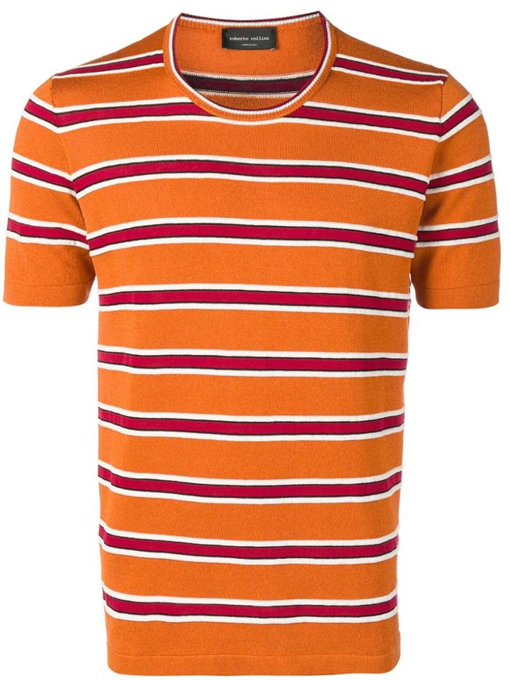 Roberto Collina Striped Knitted T-shirt - Orange