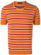 Roberto Collina Striped Knitted T-shirt - Orange