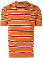 Roberto Collina Striped Knitted T-shirt - Orange