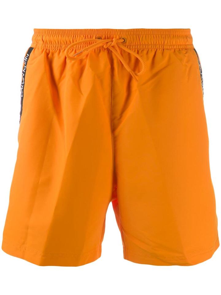 Calvin Klein Side Logo Stripe Swim Shorts - Orange