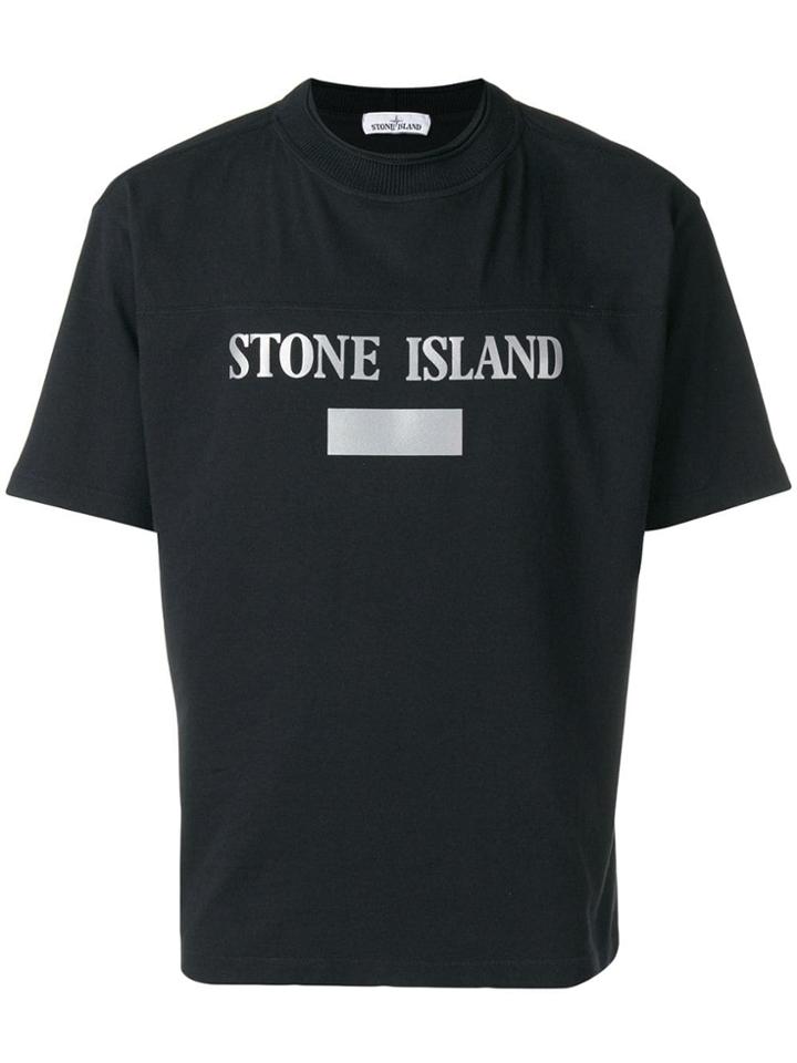 Stone Island Logo Printed T-shirt - Black