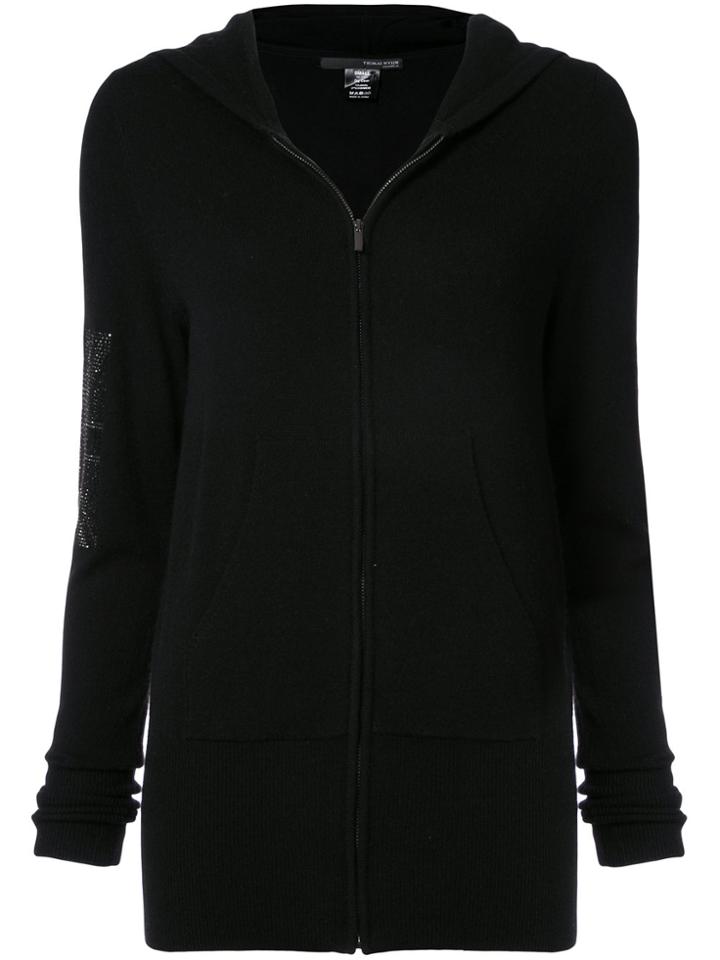 Thomas Wylde Sequin Union Jack Detail Zipped Hoodie - Black