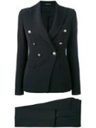 Tagliatore - Button Detail Trouser Suit - Women - Polyester/spandex/elastane/cupro - 42, Black, Polyester/spandex/elastane/cupro
