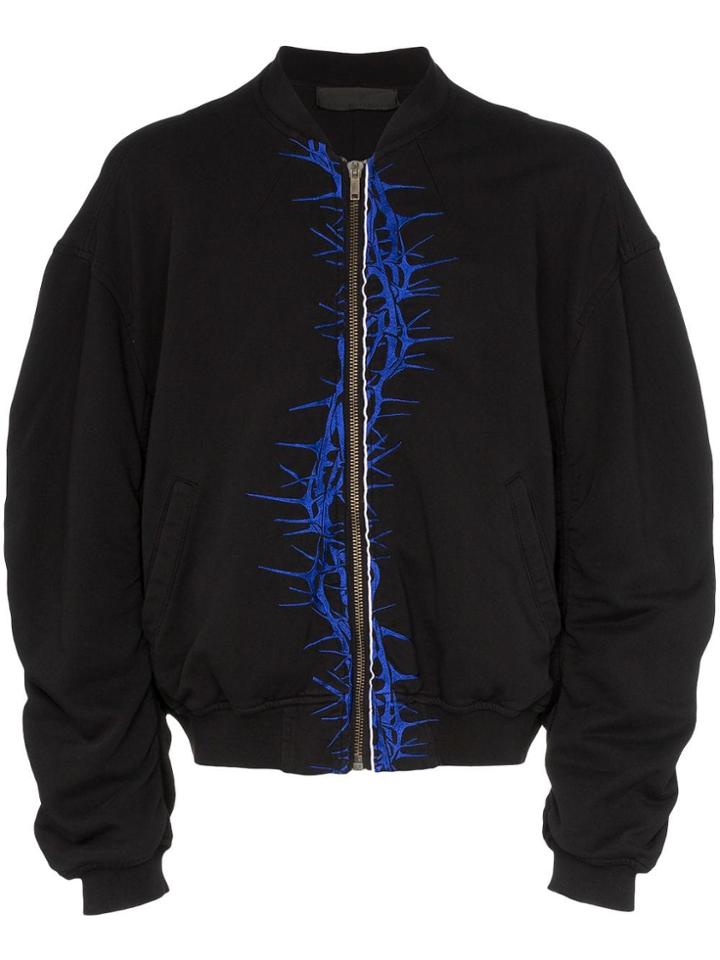 Haider Ackermann Thorn Embroidered Cotton Bomber Jacket - Black