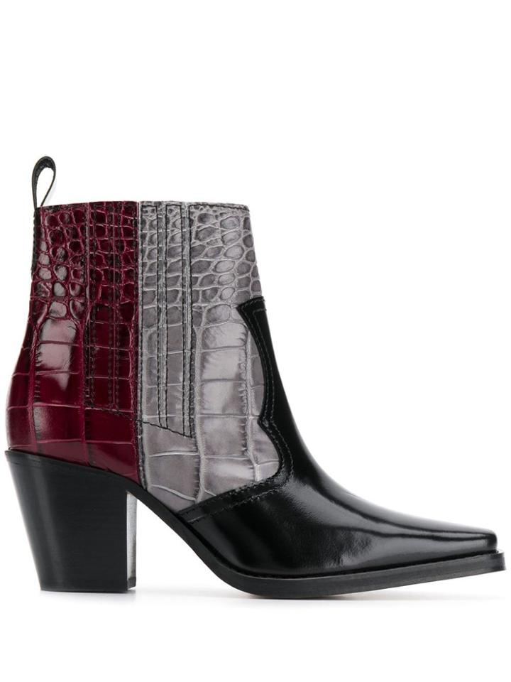 Ganni Stivali Panelled Ankle Boots - Black