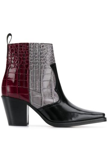 Ganni Stivali Panelled Ankle Boots - Black
