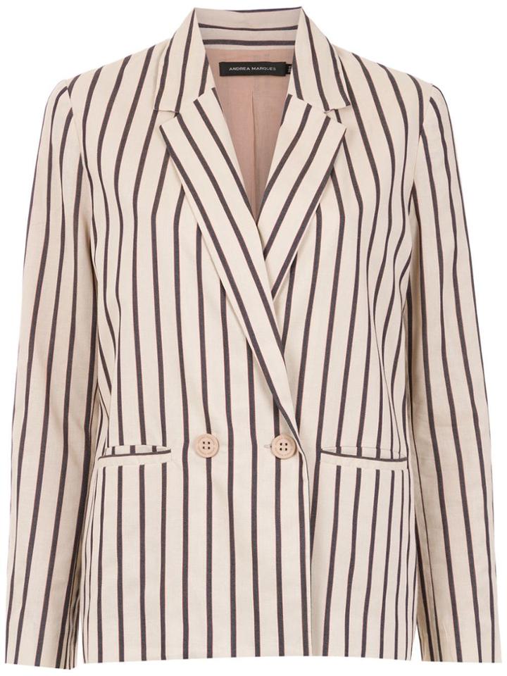 Andrea Marques Striped Blazer - Neutrals