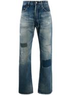 Junya Watanabe Distressed Straight Leg Denim Jeans - Blue