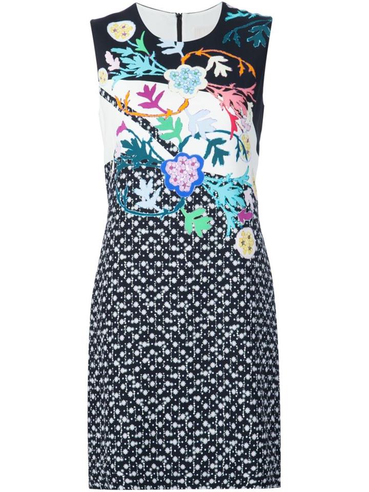 Peter Pilotto Floral Print Shift Dress, Women's, Size: 14, Black, Viscose