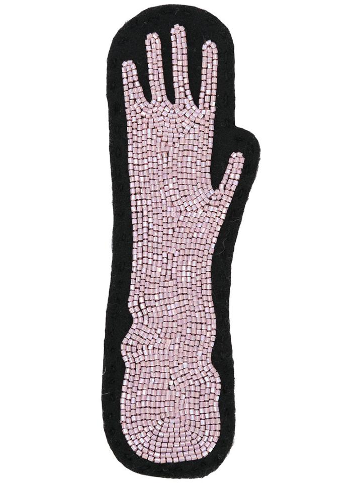 Olympia Le-tan - Hand Bag Patch - Women - Wool Felt/glass - One Size, Pink/purple, Wool Felt/glass