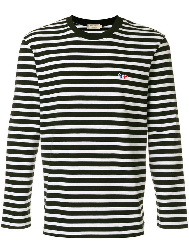 Maison Kitsuné Long-sleeve Stripe T-shirt - Black