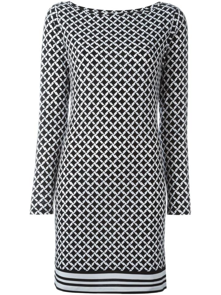 Michael Michael Kors Checked Shift Dress, Women's, Size: Medium, Black, Polyester/spandex/elastane
