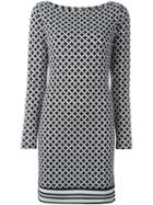 Michael Michael Kors Checked Shift Dress, Women's, Size: Medium, Black, Polyester/spandex/elastane
