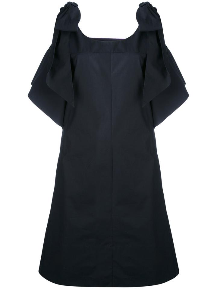 Chloé - Cold Shoulder Bow Detail Dress - Women - Cotton - 40, Blue, Cotton