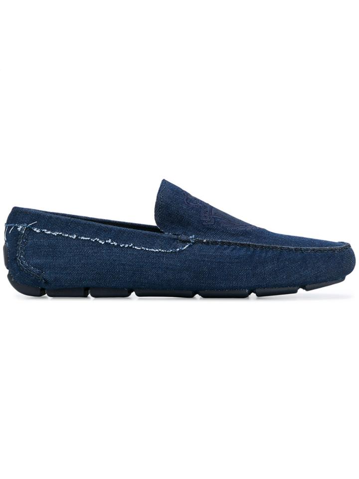 Billionaire Denim Raw-edge Slip-on Loafers - Blue