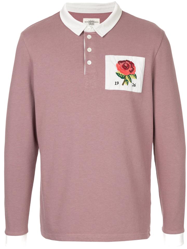 Kent & Curwen Rose Patch Polo Top - Pink & Purple