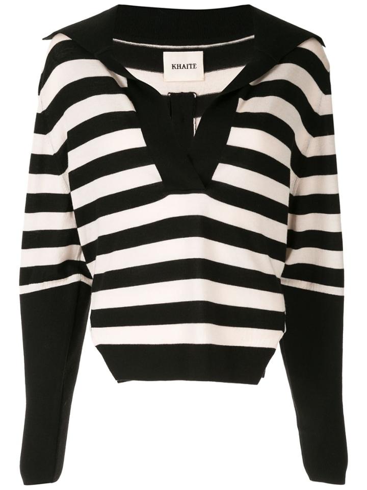 Khaite Striped Knit Top - Black