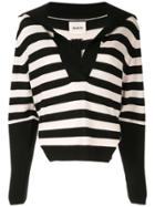 Khaite Striped Knit Top - Black