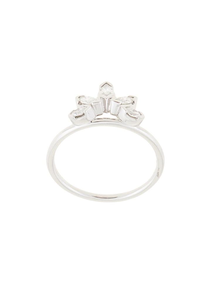Natalie Marie 14kt White Gold Diamond Sun Ring - Silver