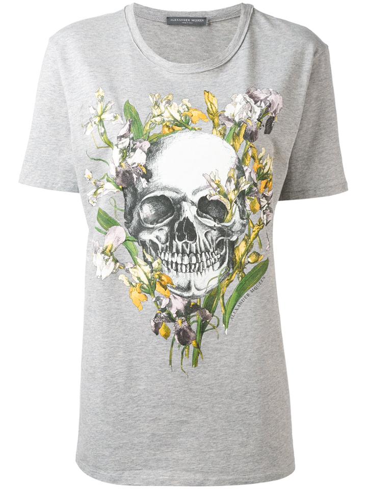 Alexander Mcqueen Skull Print Boyfriend T-shirt - Grey